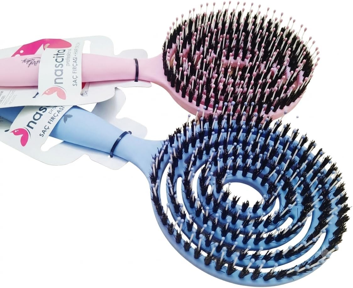 Nascita Professional Detangling Hair Brush for Wet & Dry Hair, Vented Design with Rounded Tip Bristles, Ergonomic Handle, Gentle Styling for Curly & Straight Hair, Pink