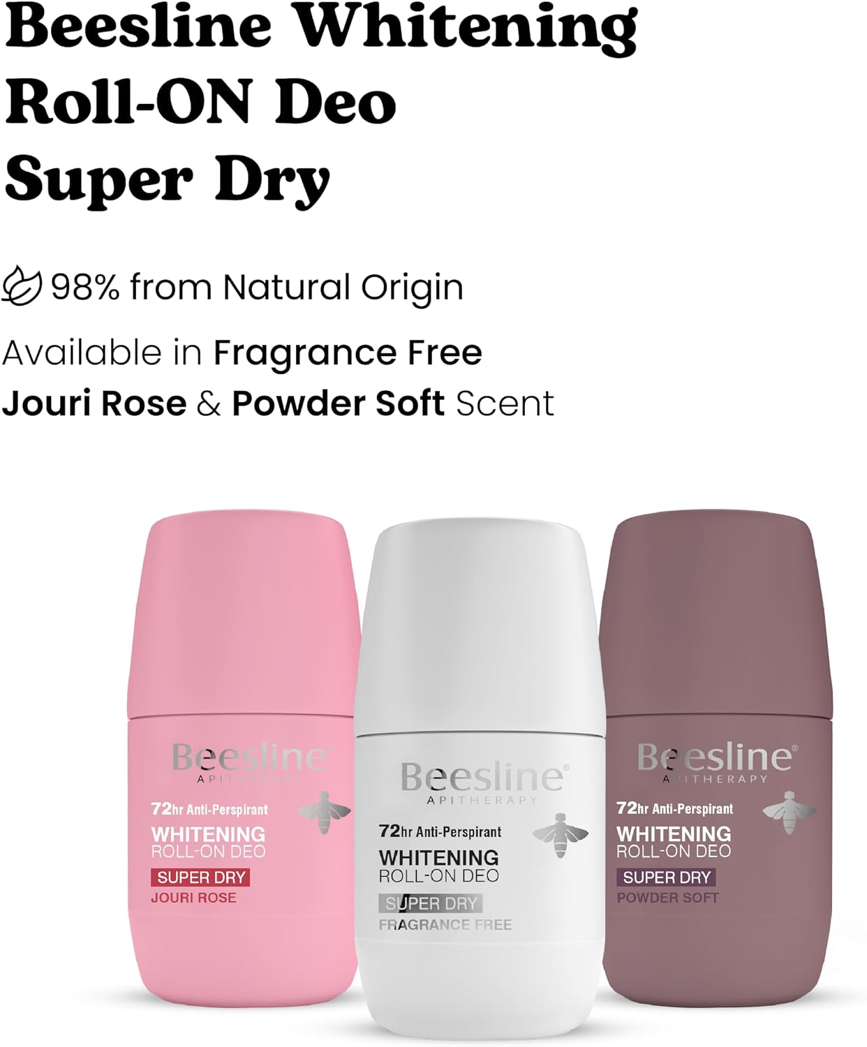 Beesline Whitening Roll On Deodorant Super Dry Powder Soft 72h Protection - 50 ml