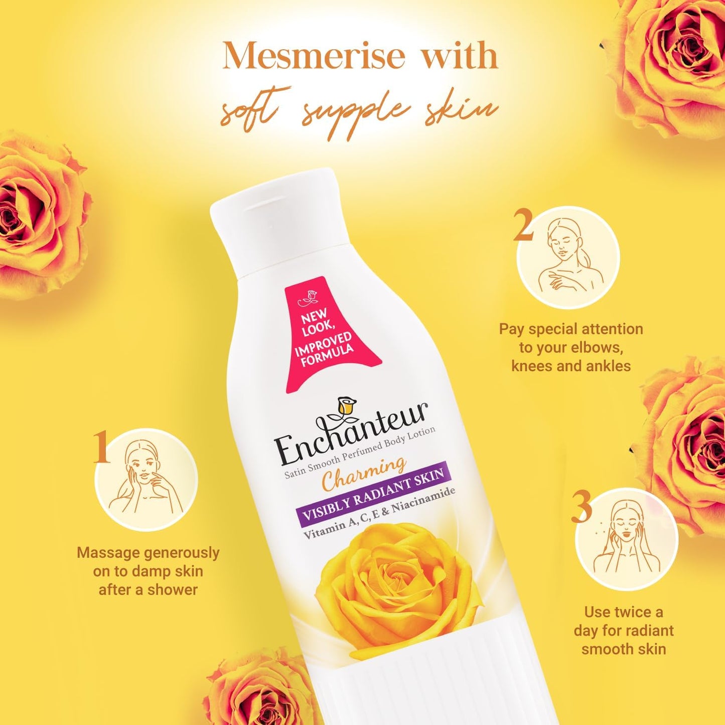 Enchanteur Charming Perfumed Body Lotion, 250ml, with Aloe Vera & Olive Butter for Satin Smooth Skin