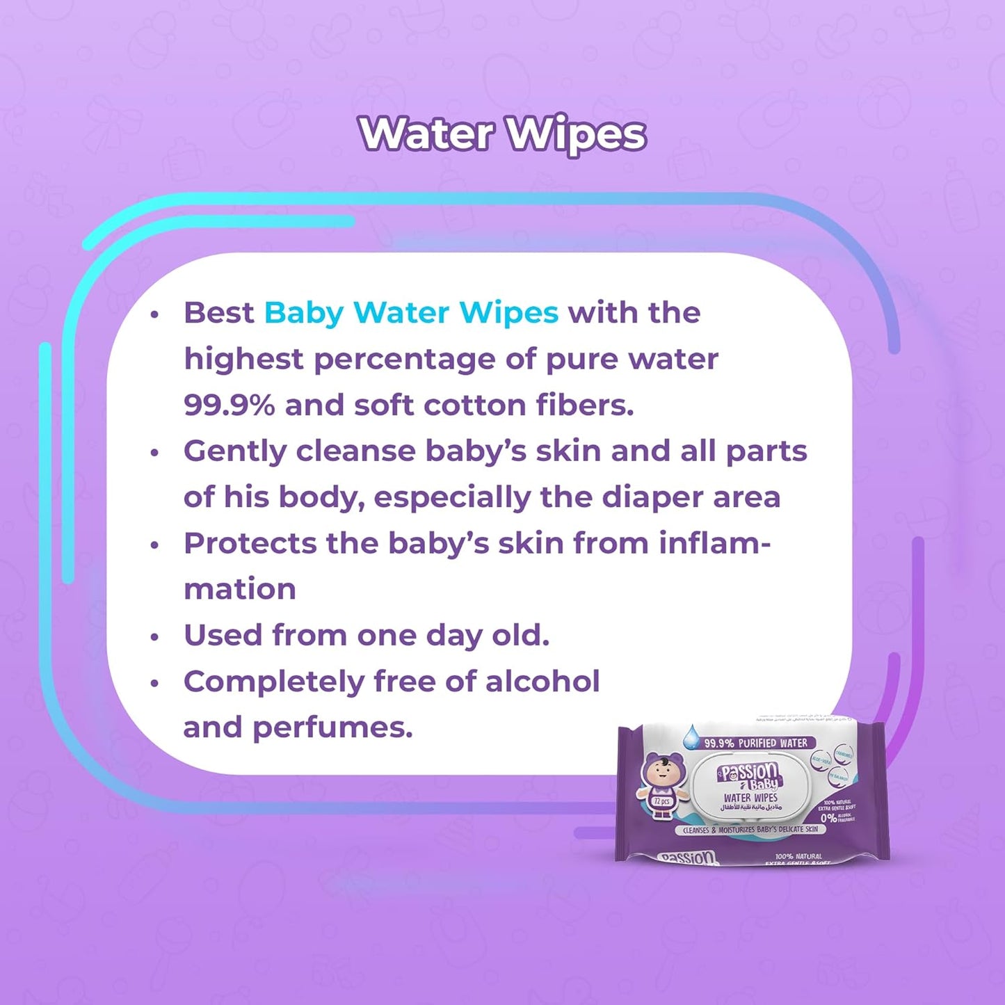 Passion Baby Water Wipes - 72 Pieces