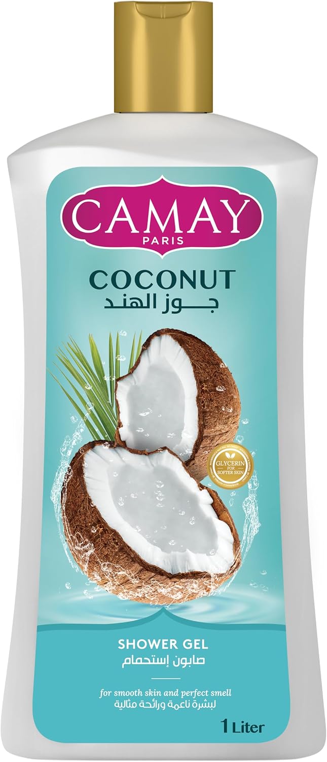 CAMAY Shower Gel Coconut with Glycerine for softer & fragranced skin, 1L