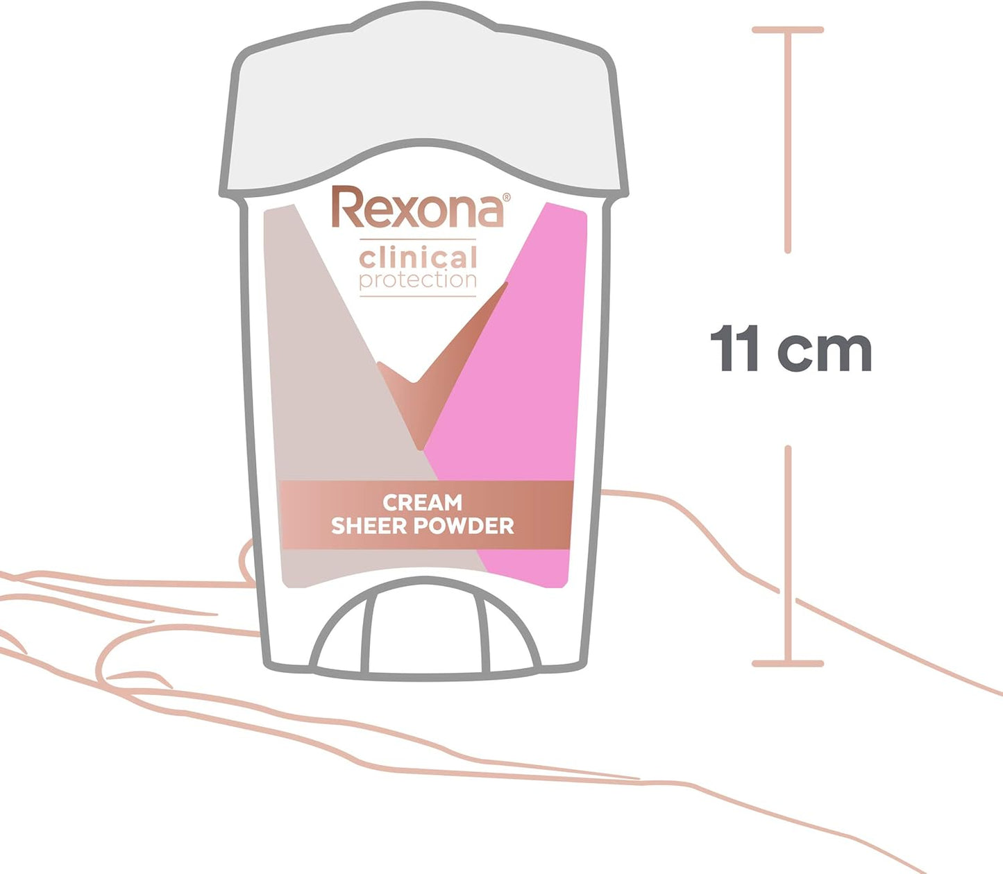 Rexona Women Clinical Antiperspirant Cream Stick Deodorant Sheer Powder, 45ml, 96 Hour Protection