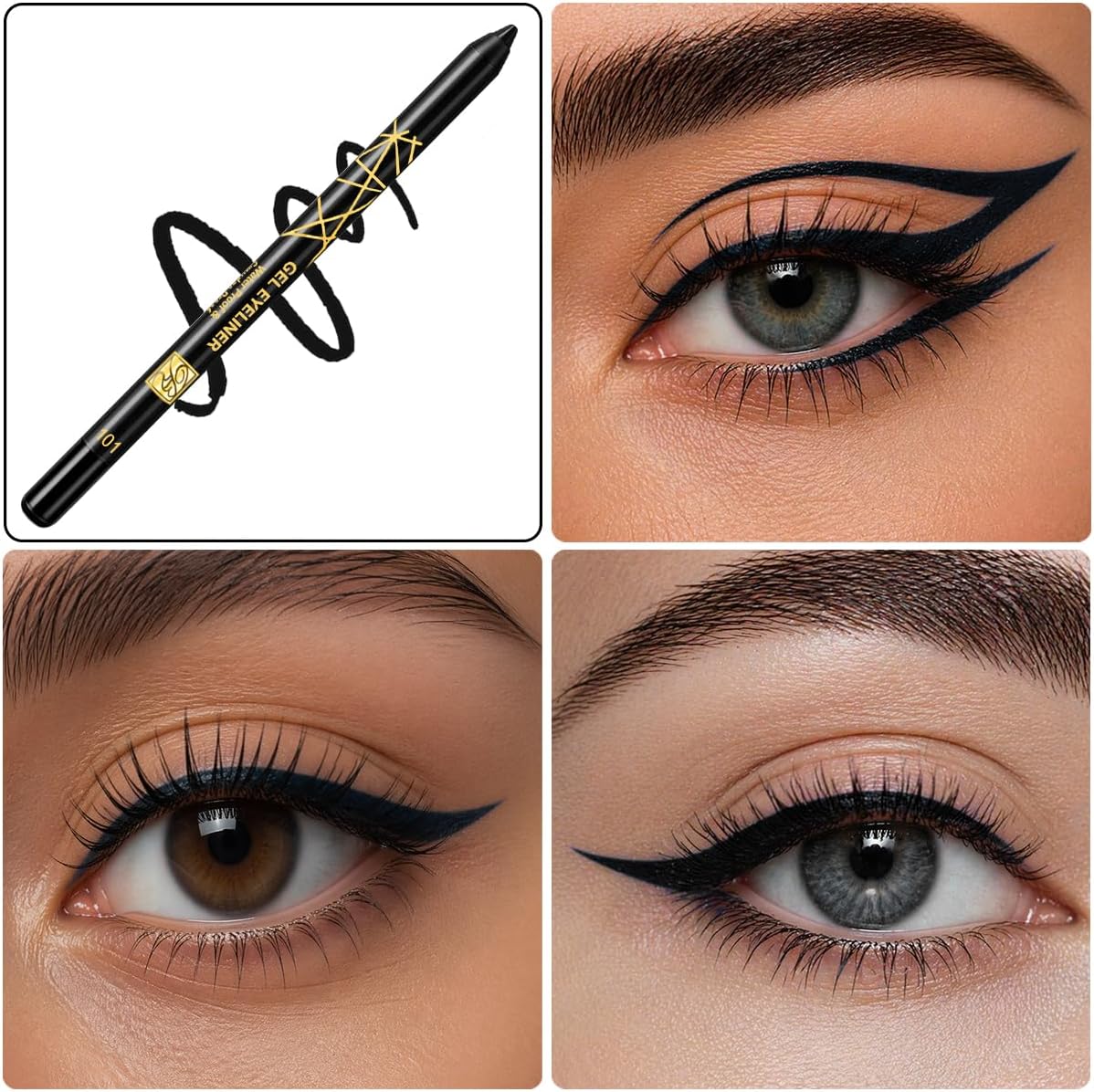 Rose Bery - Gel Eyeliner, Waterproof & Smudge Proof, Ultra Long Wear & Smooth Glide Formula, 1.2 GM, Model - RB-0922 (Black, 101)