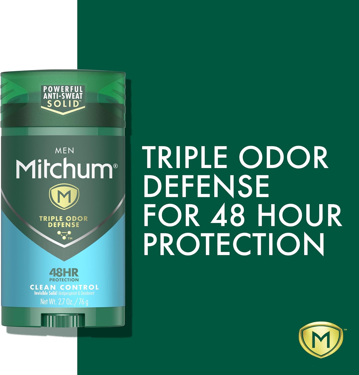 Mitchum Antiperspirant Deodorant Stick for Men, Triple Odor Defense Invisible Solid, 48 Hr Protection, Dermatologist Tested, Clean Control, 2.7 oz