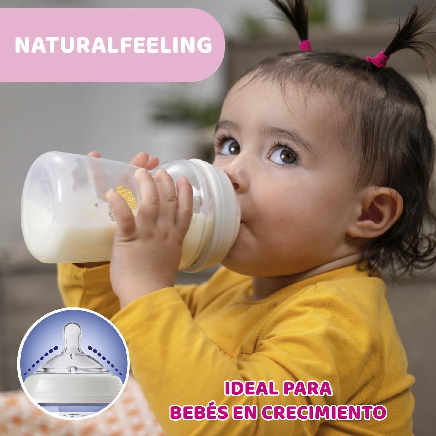 Chicco Naturalfeeling Bottle 330Ml Fast Flow 6M+ Silicone, NEUtral