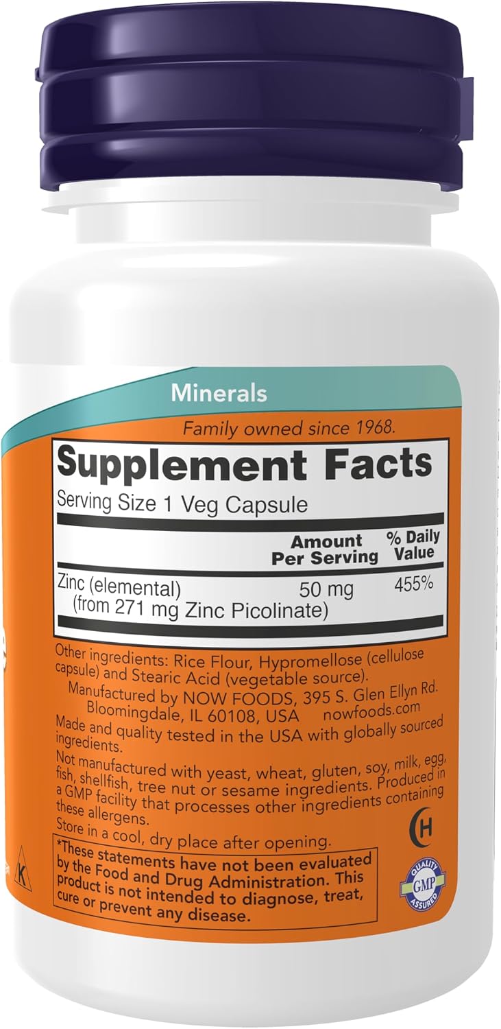 NOW ZINC PICOLINATE 50 MG 60 CAPS