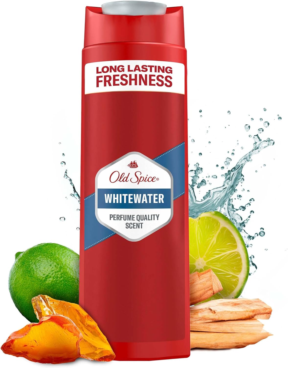 Old Spice Whitewater 3-in-1 Multi-Purpose Shampoo for Hair, Face and Body 400ml, Long Lasting Freshness, Fragrance Quality, Deep Cleansing