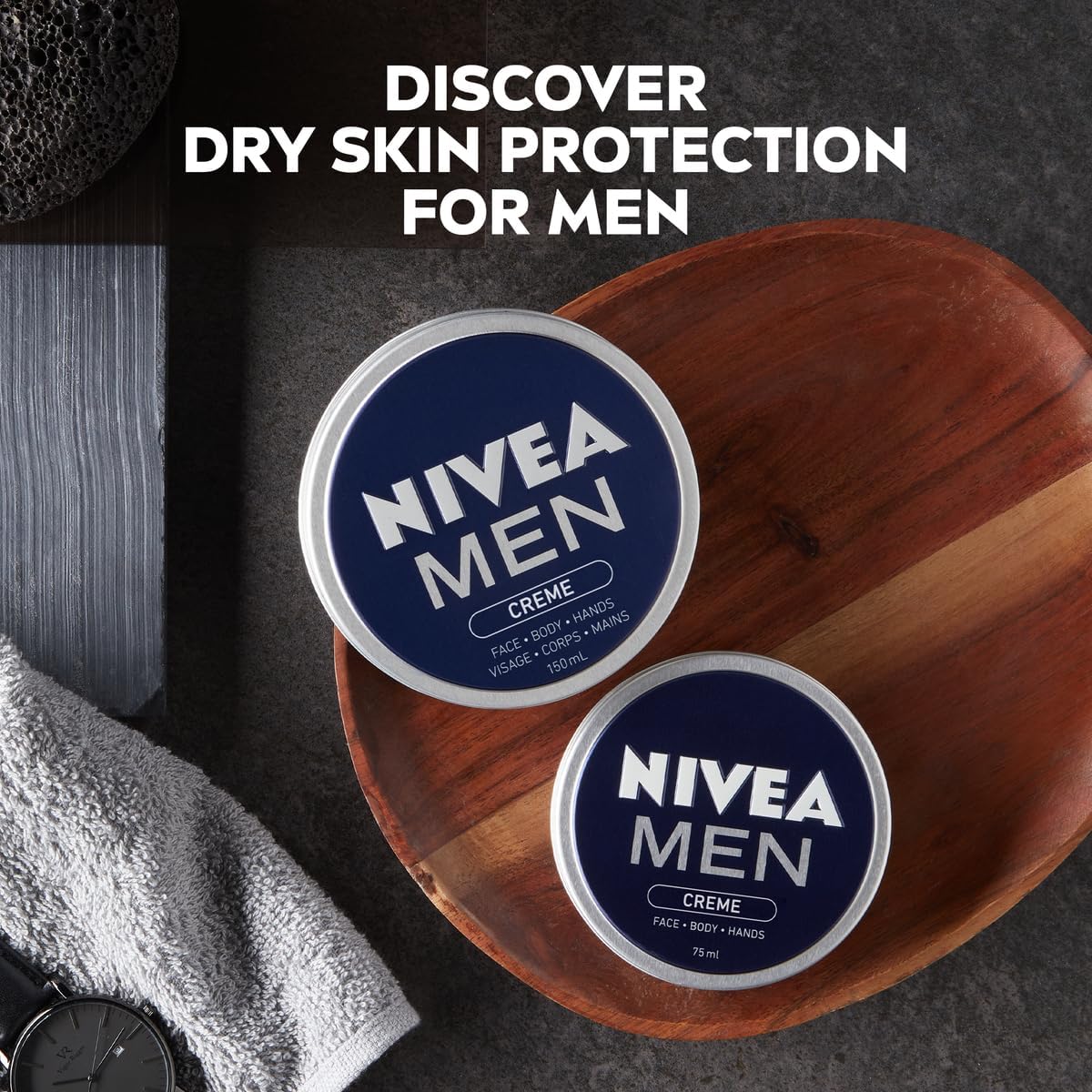 NIVEA MEN Face, Body & Hands Cream Moisturising, Tin 150ml
