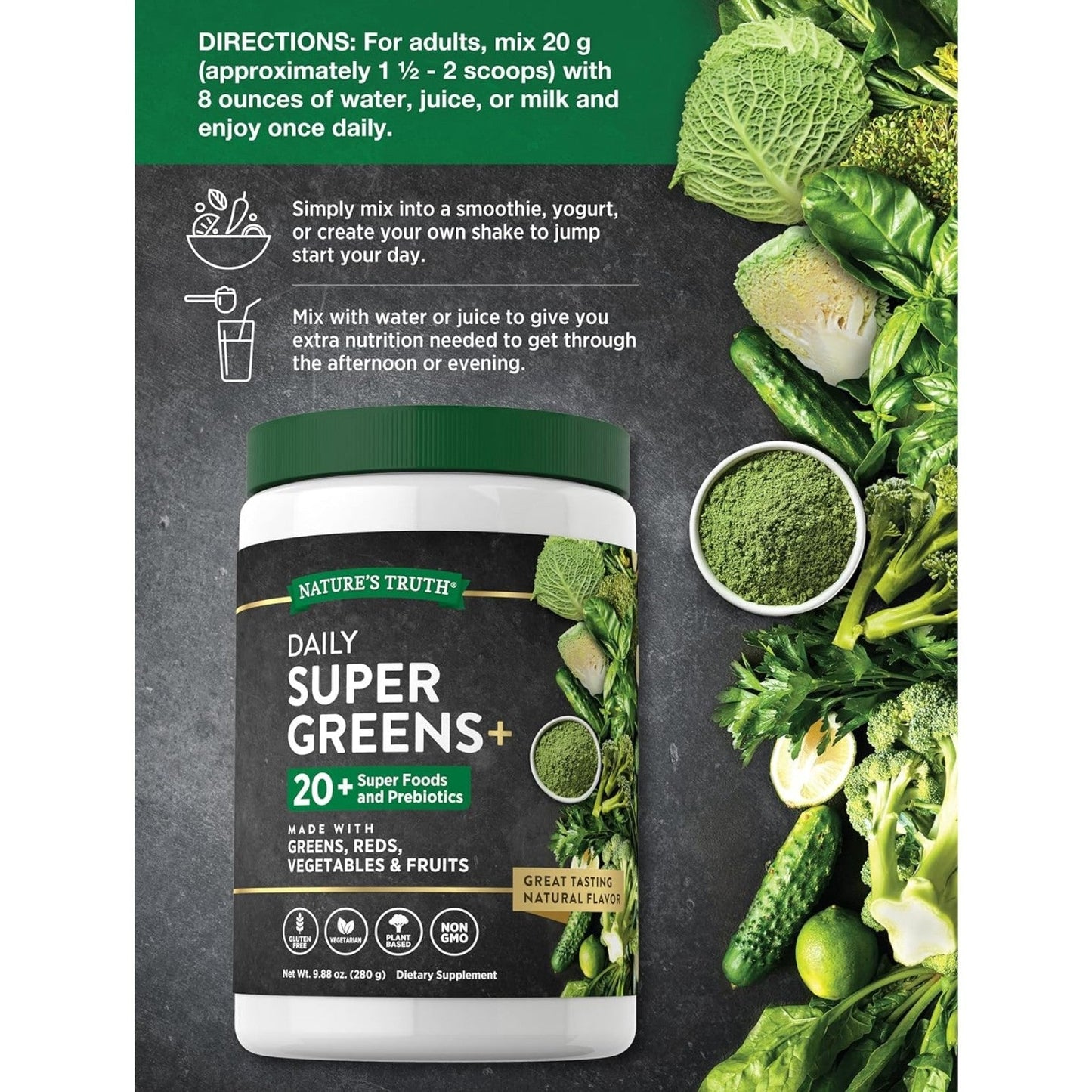 Nature's Truth Super Greens Powder