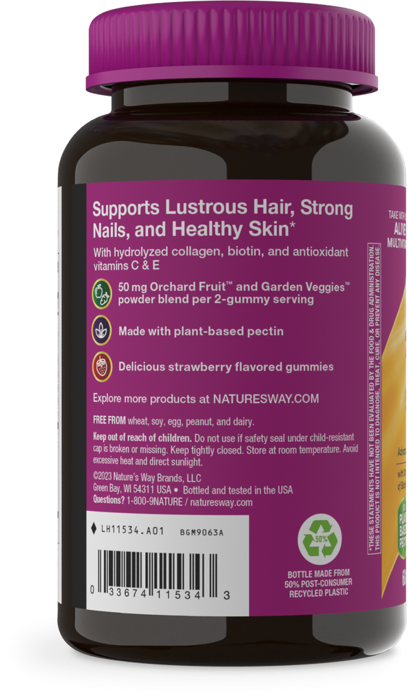 Nature's Way Alive! Hair, Skin & Nails Gummies, Strawberry Flavored, 60 Gummies