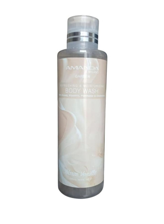 Amanda Body Wash Garden Refreshing&Moisturizer Warm Vanilla  with honey, glycerin, panthenol and chamomile 250 ml