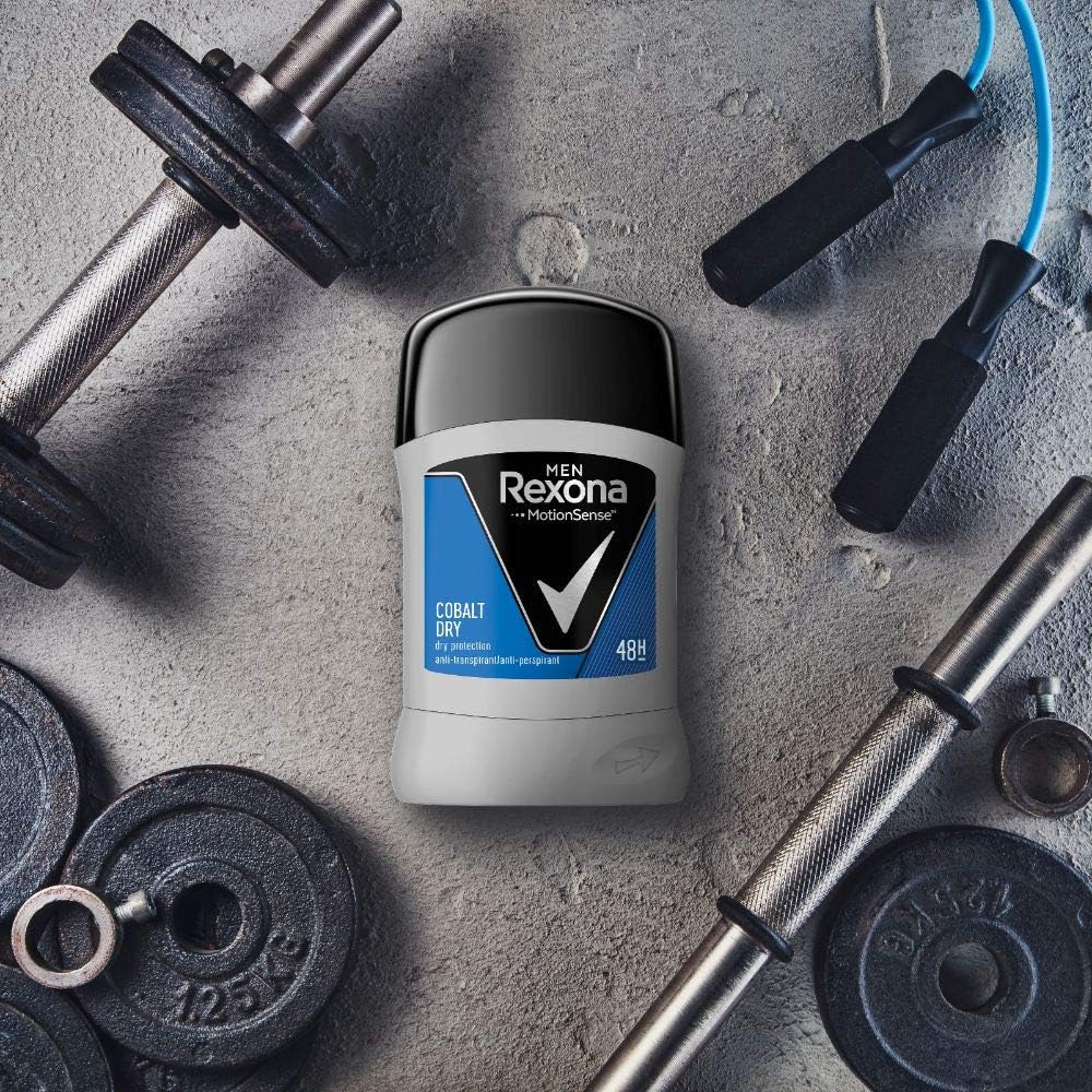 Rexona Men MotionSense Antiperspirant Deodorant Stick Cobalt Dry Deodorant with 48 Hours Protection Against Body Odour and Underarm Wetness 50 ml