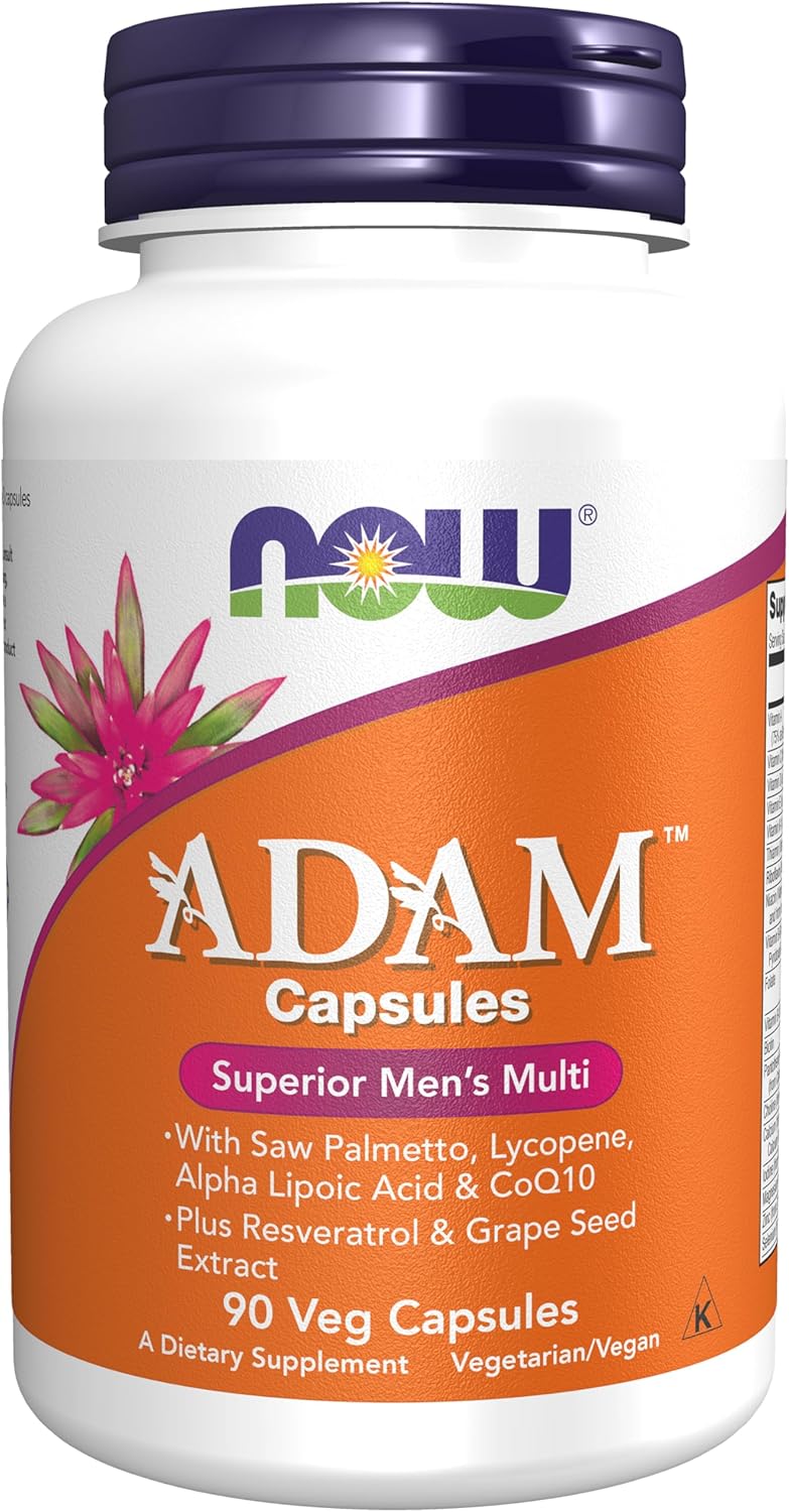 NOW ADAM Men’s Multiple Vitamin – 90 Veg Capsules | Daily Nutritional Support for Men | Dietary Supplement for Vitality & Wellness