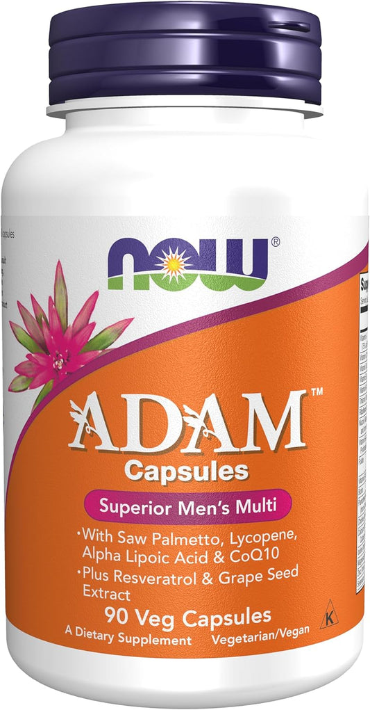 NOW ADAM Men’s Multiple Vitamin – 90 Veg Capsules | Daily Nutritional Support for Men | Dietary Supplement for Vitality & Wellness