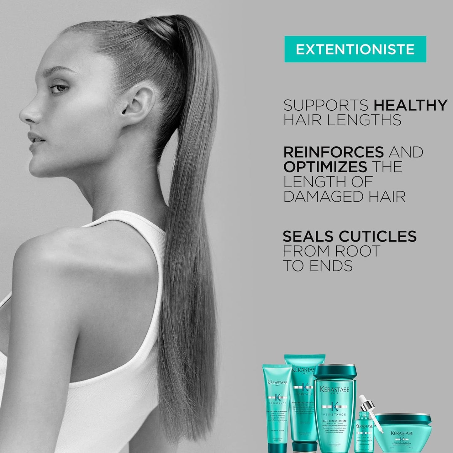 Kérastase Resistance Masque Extentioniste - Mascarilla fortalecedora para el cabello, desenreda el cabello y sella las puntas abiertas, refuerza la longitud del cabello dañado, con proteínas, para