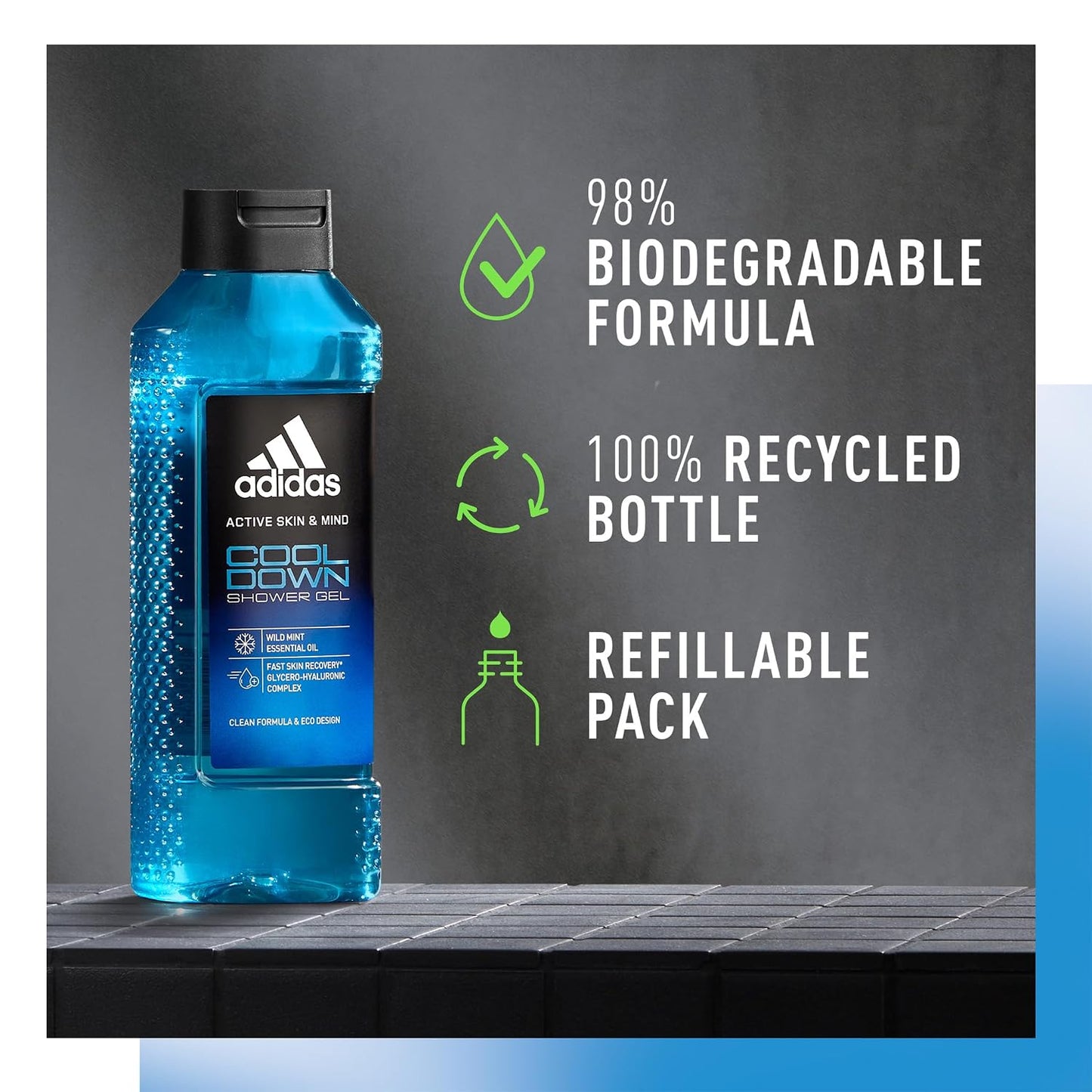 Adidas Active Skin & Mind Cool Down Shower Gel, 400ml