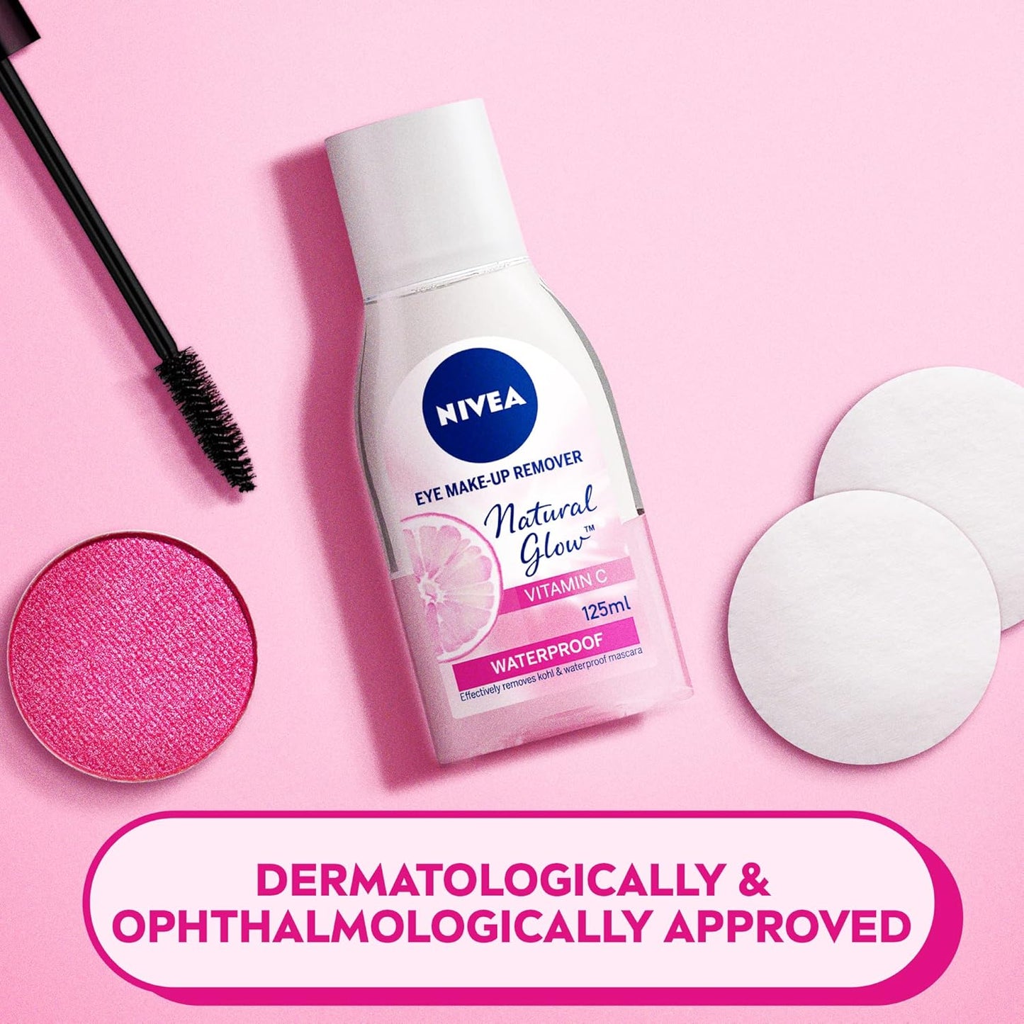 NIVEA Eye Waterproof Makeup Remover, Natural Glow Pearl Extracts & Vitamin C, 125ml