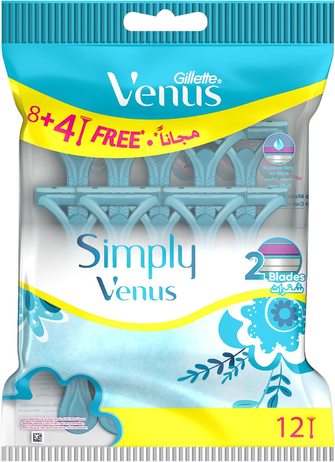 Gillette Simply Venus Disposable Razor for Women, 2 Blades - 12 Pieces