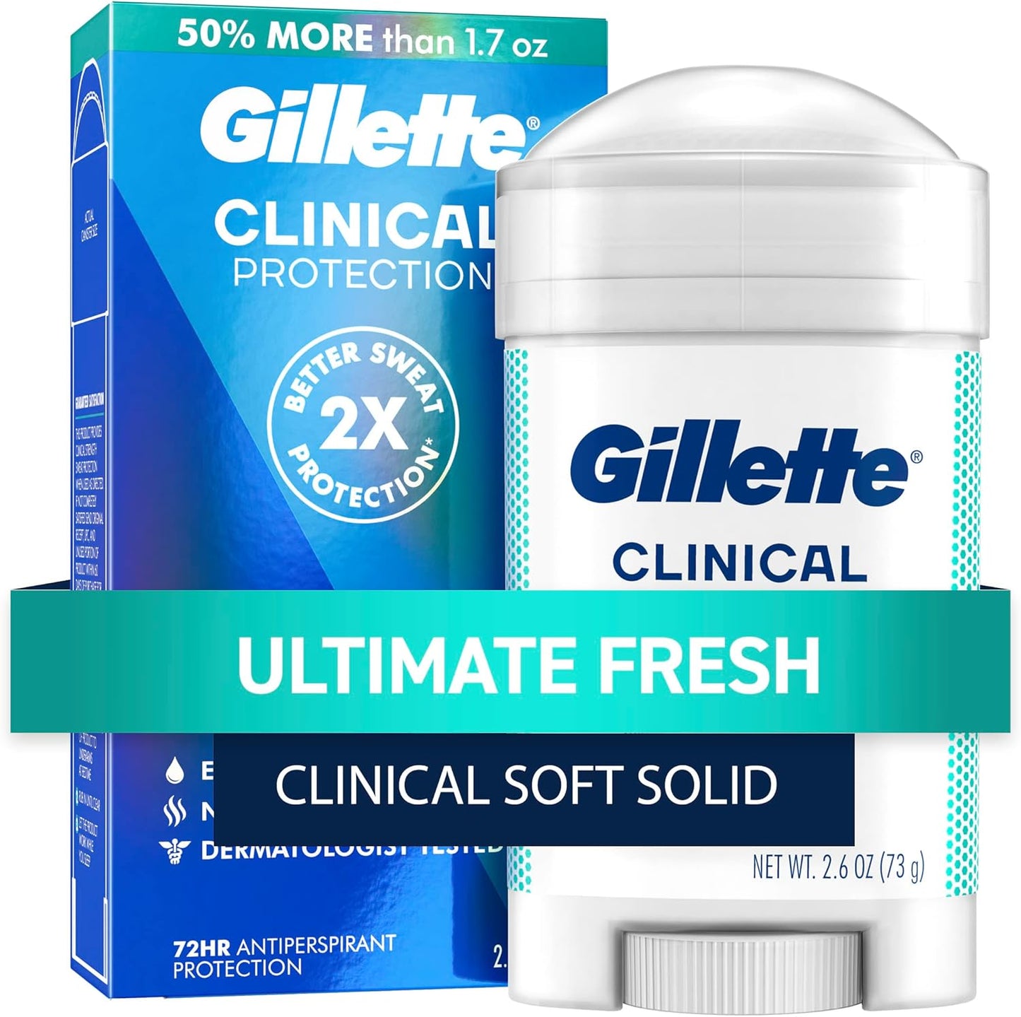 Gillette Clinical Deodorant for Men, Extra Fresh Scent, Advanced Solid Formula - 48g