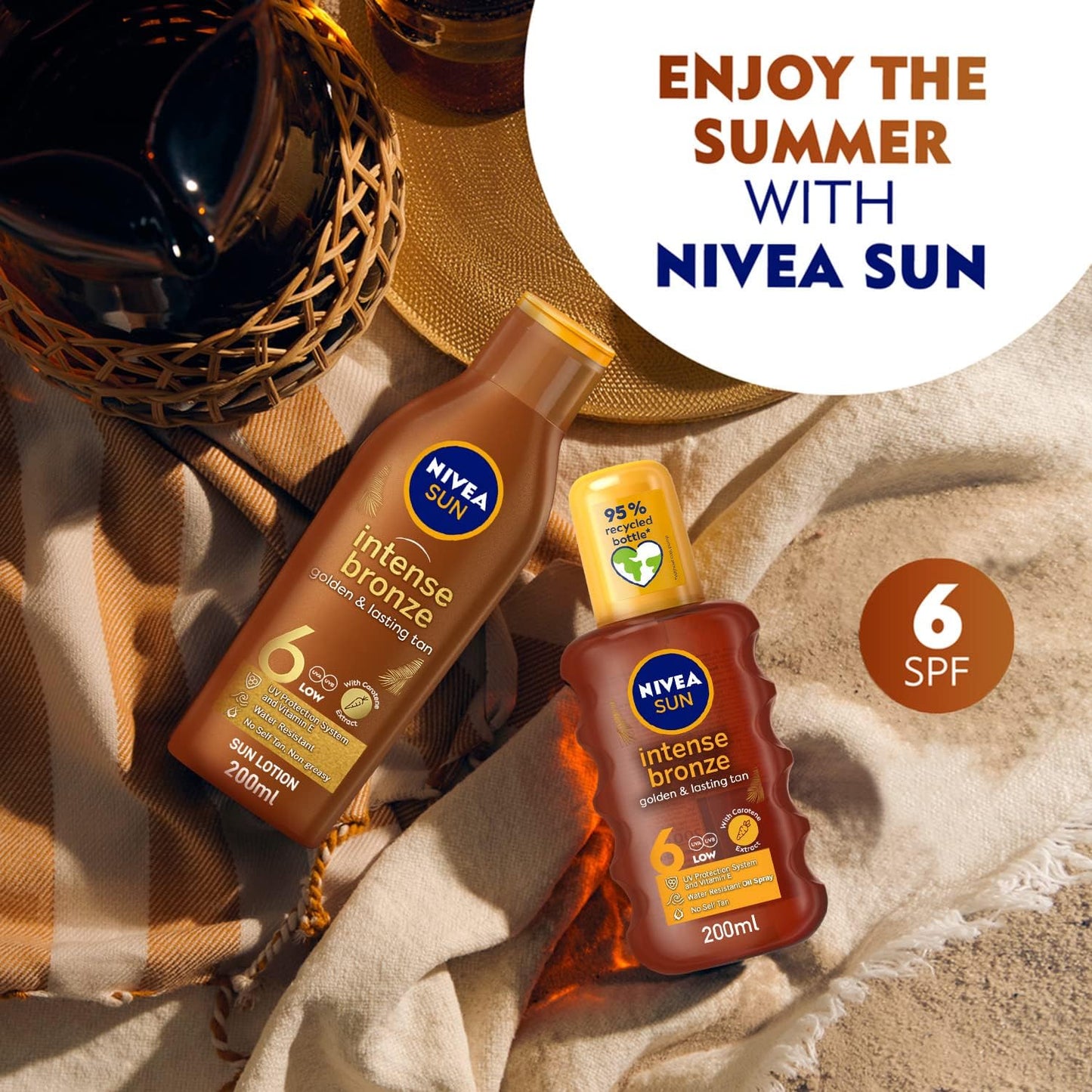 NIVEA SUN Tanning Lotion, Carotene, Vitamine E, SPF 6, 200ml