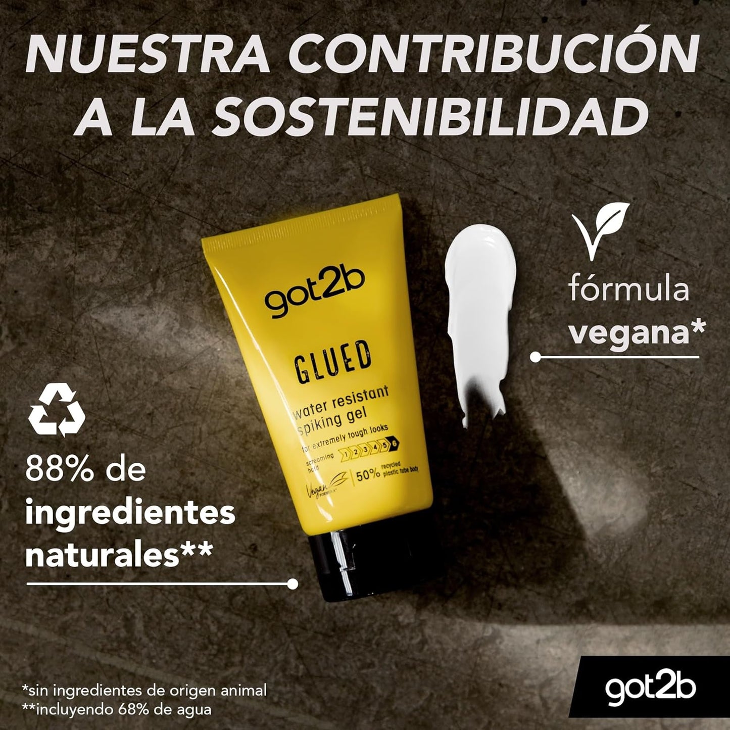 got2b Glued Water Resistant Spiking Gel 150 ml, Glued Spiking Gel for up to 72h Ultra Strong Hold, Water & Sweatproof, For Extreme Hairstyles, Vegan* Formula