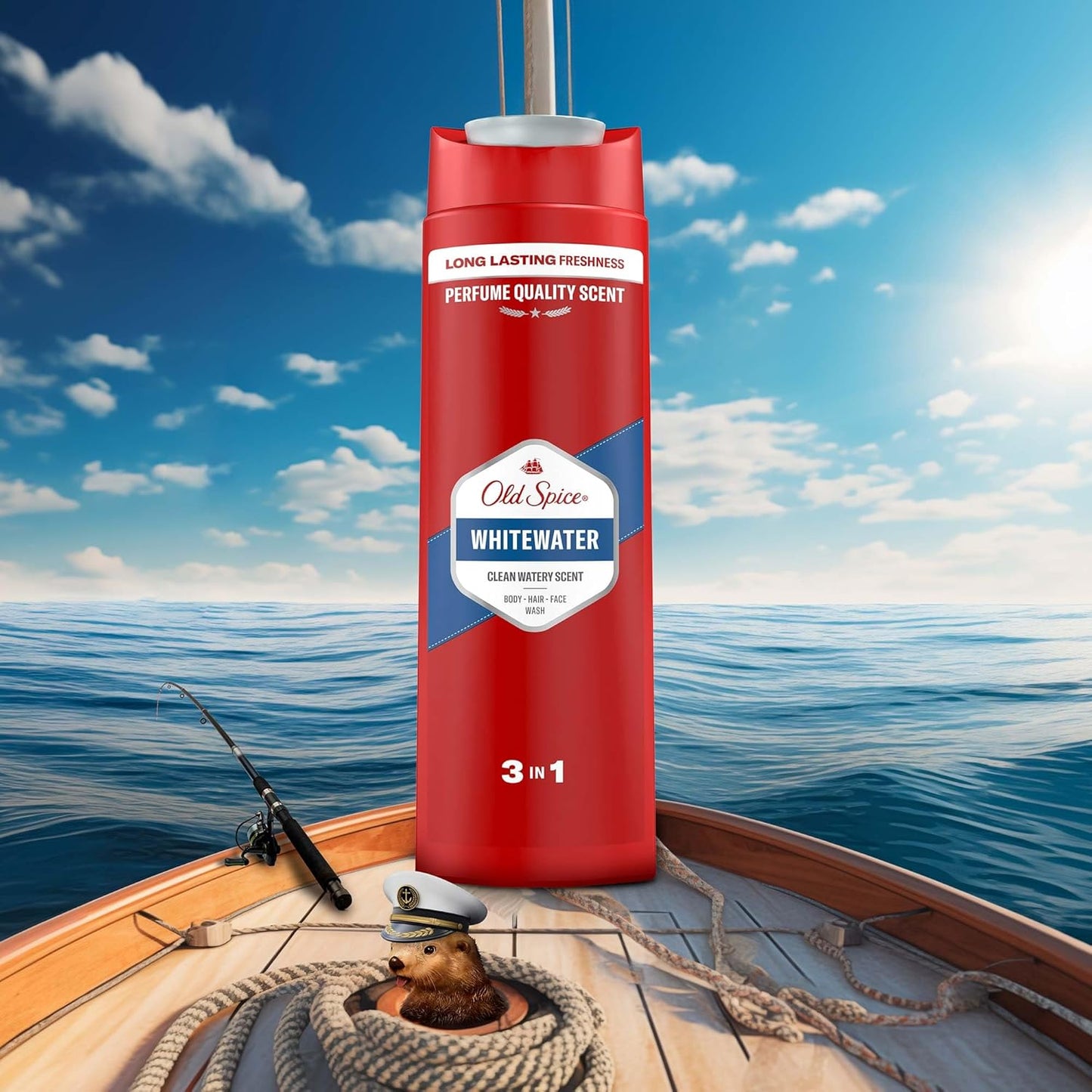 Old Spice Whitewater 3-in-1 Multi-Purpose Shampoo for Hair, Face and Body 400ml, Long Lasting Freshness, Fragrance Quality, Deep Cleansing