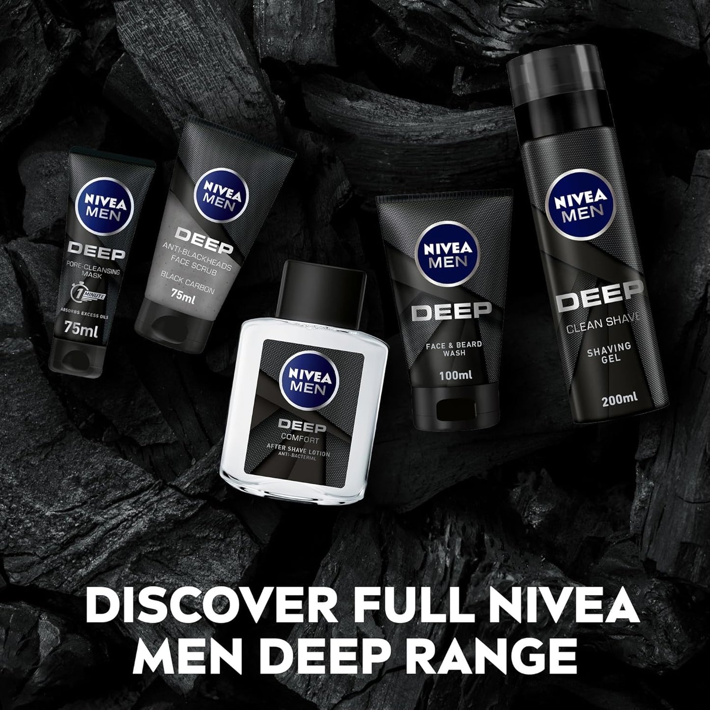 NIVEA MEN Shaving Gel, DEEP Clean Shave Antibacterial Black Carbon, 200ml