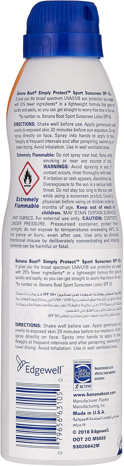 Banana Boat Spf50+ Sport Sensitive Sunscreen Lotion Spray170G