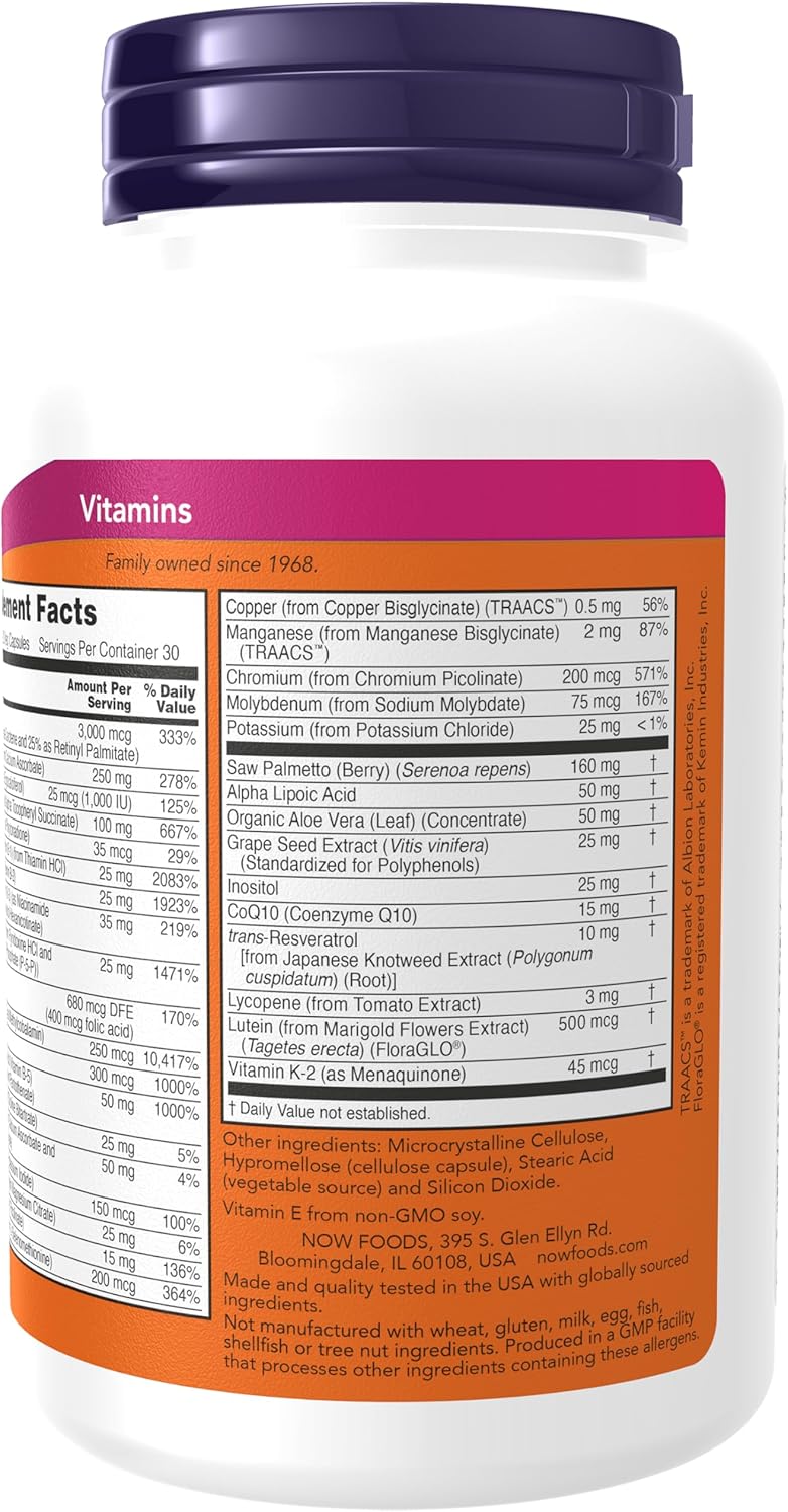 NOW ADAM Men’s Multiple Vitamin – 90 Veg Capsules | Daily Nutritional Support for Men | Dietary Supplement for Vitality & Wellness