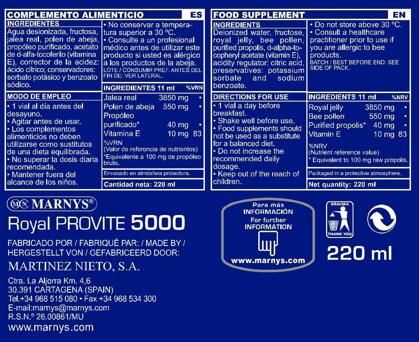 Marnys Royal Provite, 5000-20 Vials