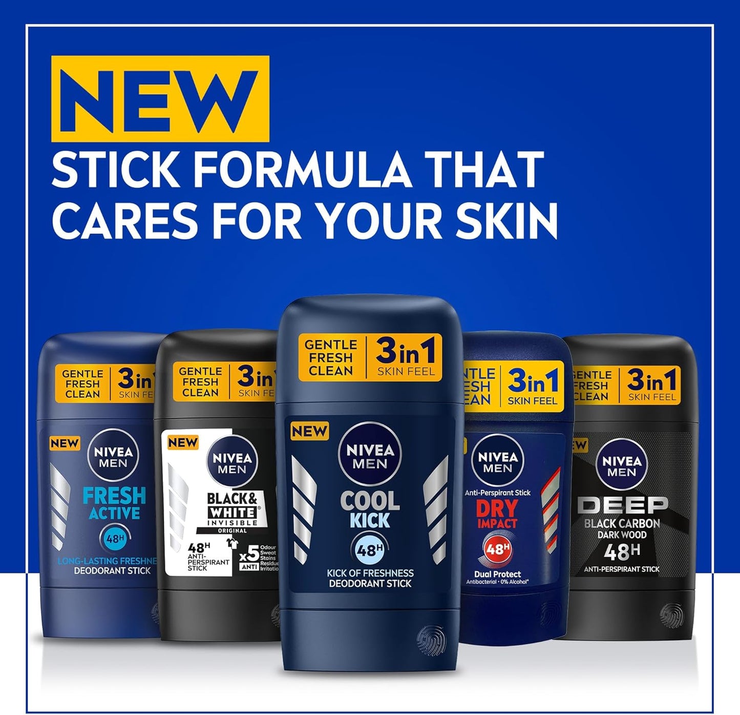 NIVEA MEN Cool Kick, Deodorant for Men, Fresh Scent, Stick 50ml
