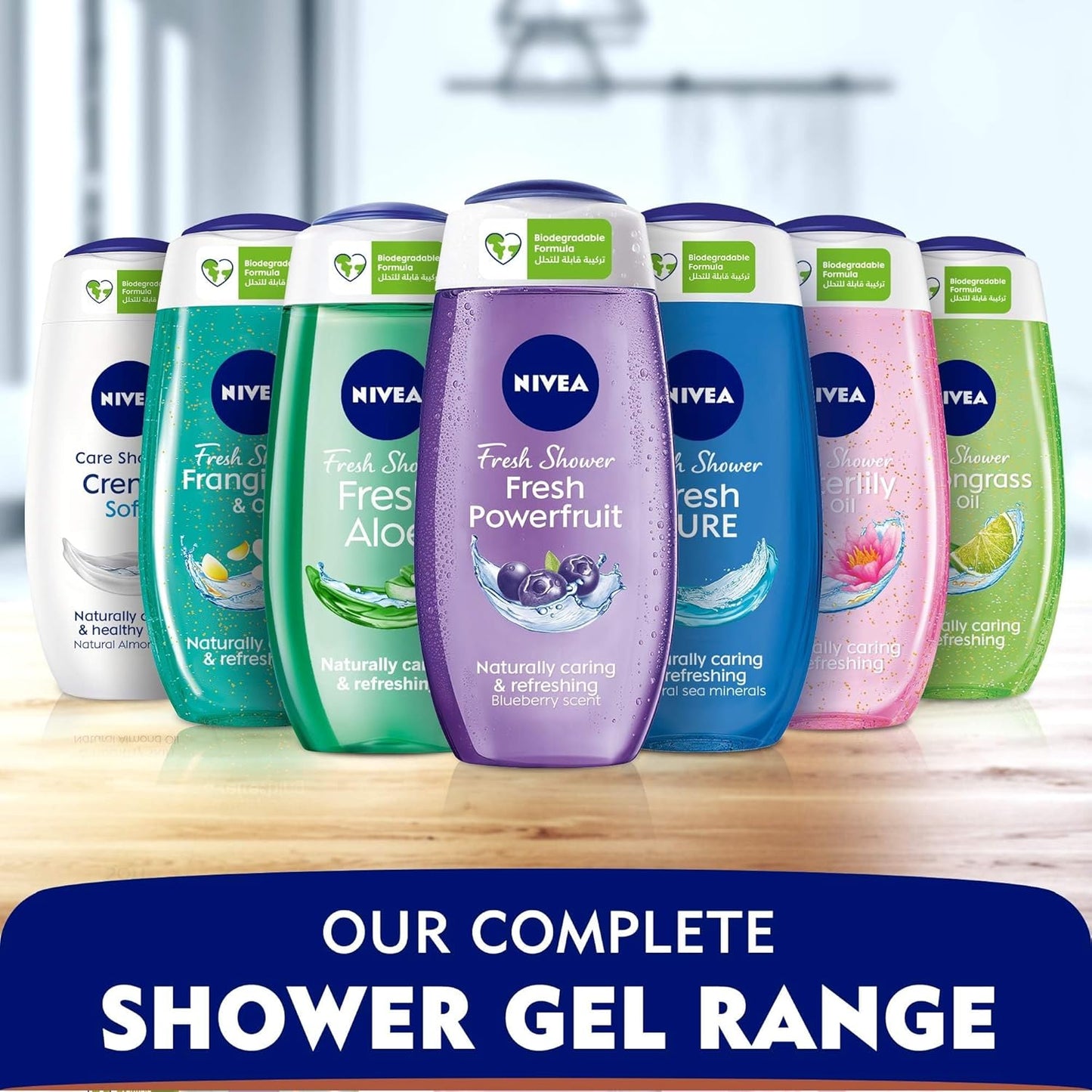 NIVEA Shower Gel Body Wash, Fresh Aloe Natural Aloe Vera Fresh Scent, 250ml