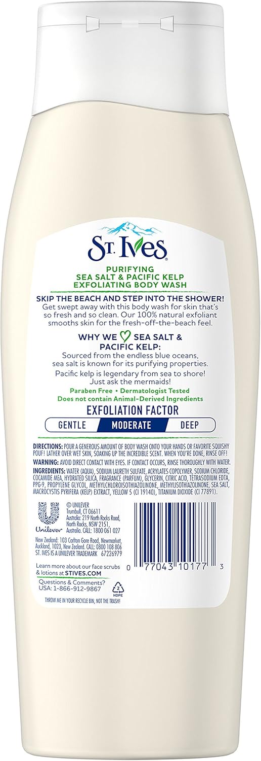 St. Ives Purifying Body Wash, Sea Salt and Kelp, 13.5 oz