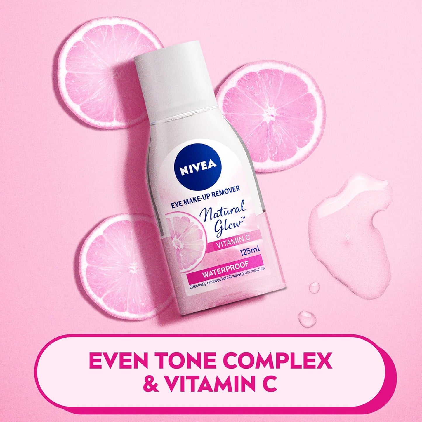 NIVEA Eye Waterproof Makeup Remover, Natural Glow Pearl Extracts & Vitamin C, 125ml