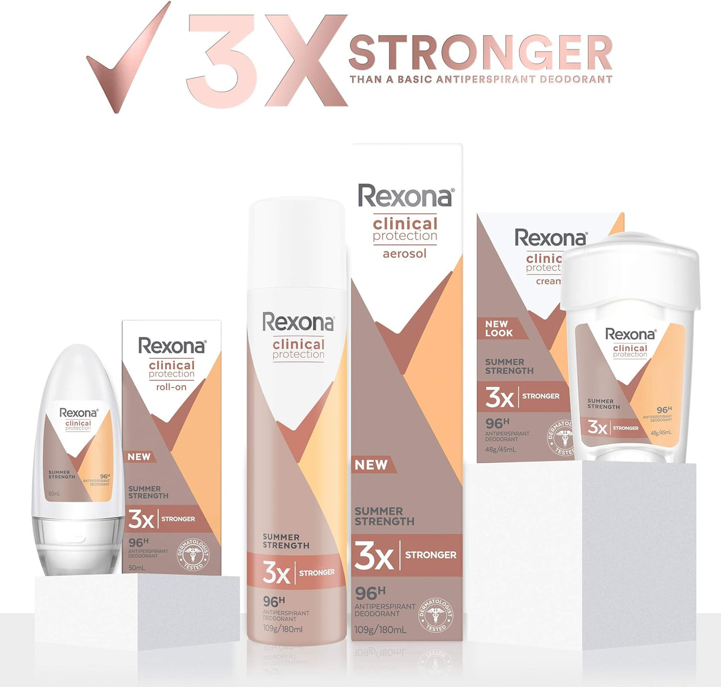Rexona Women Clinical Antiperspirant Cream Stick Deodorant Summer Strength, 45ml, 96 Hour Protection