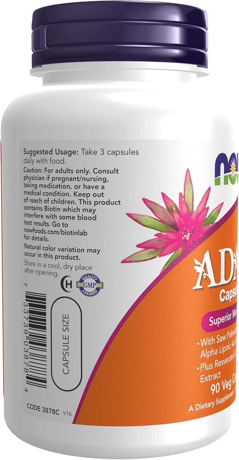 NOW ADAM Men’s Multiple Vitamin – 90 Veg Capsules | Daily Nutritional Support for Men | Dietary Supplement for Vitality & Wellness
