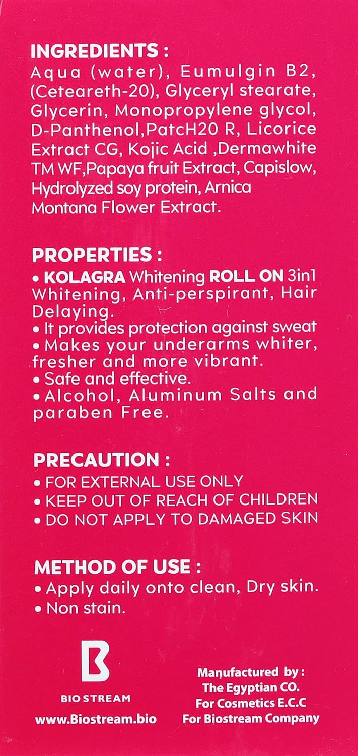 Kolagra Whitening Roll On 2X1 Promopack 1+1 Cotton Candy 120ML Pink