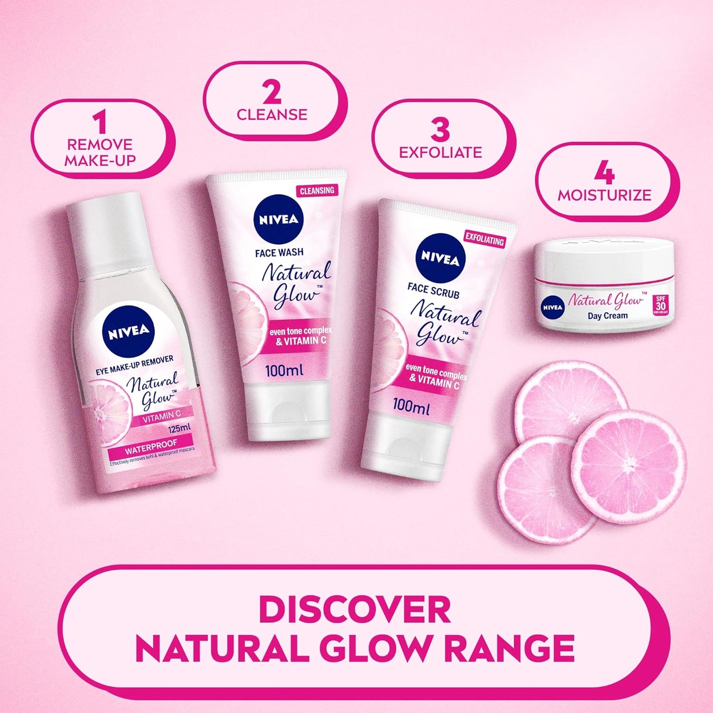 NIVEA Eye Waterproof Makeup Remover, Natural Glow Pearl Extracts & Vitamin C, 125ml
