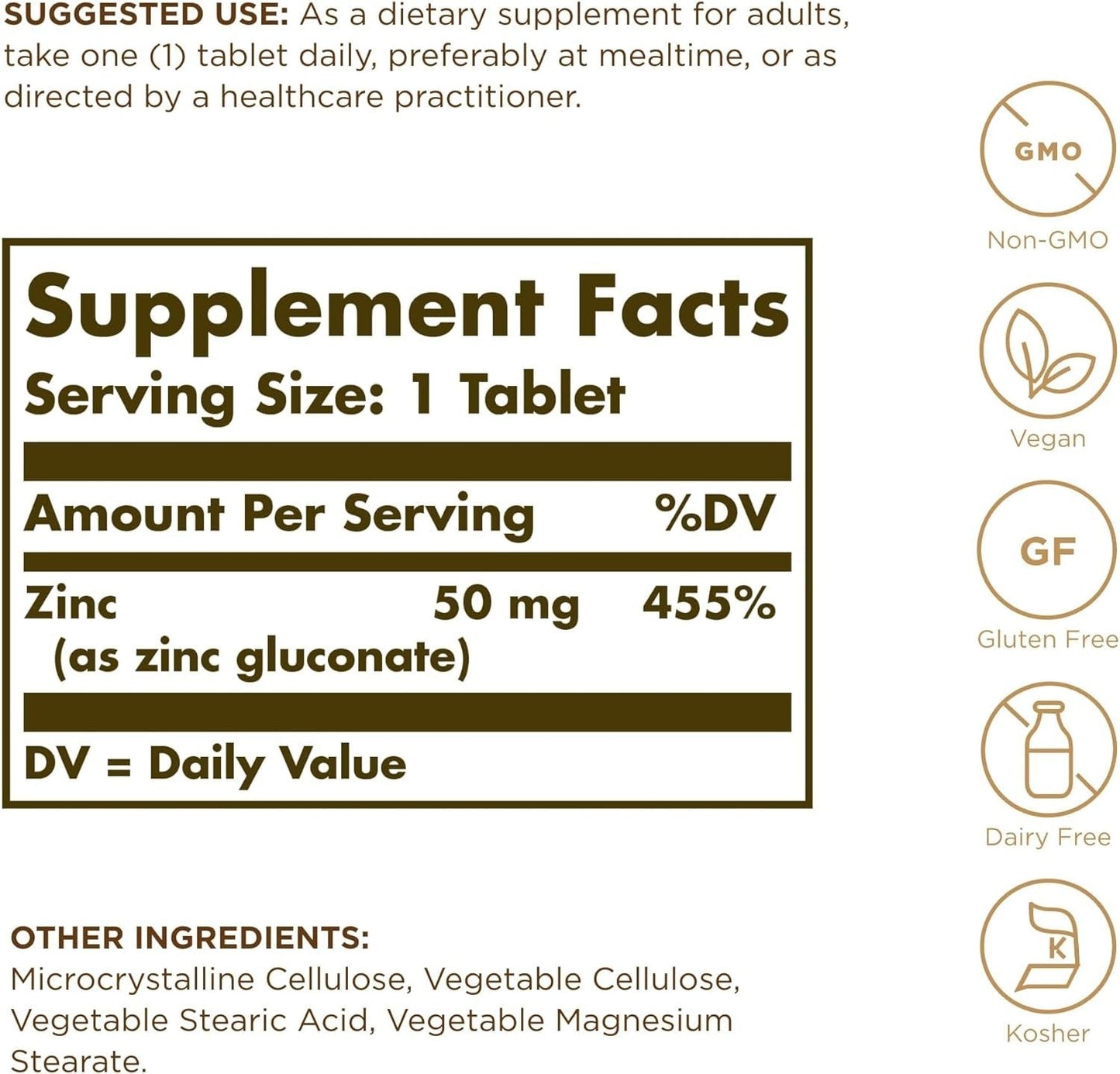 Solgar Zinc 50mg , 100 tablets