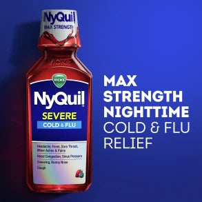 Vicks NyQuil Severe Cold and Flu Relief Liquid Medicine, Maximum Strength