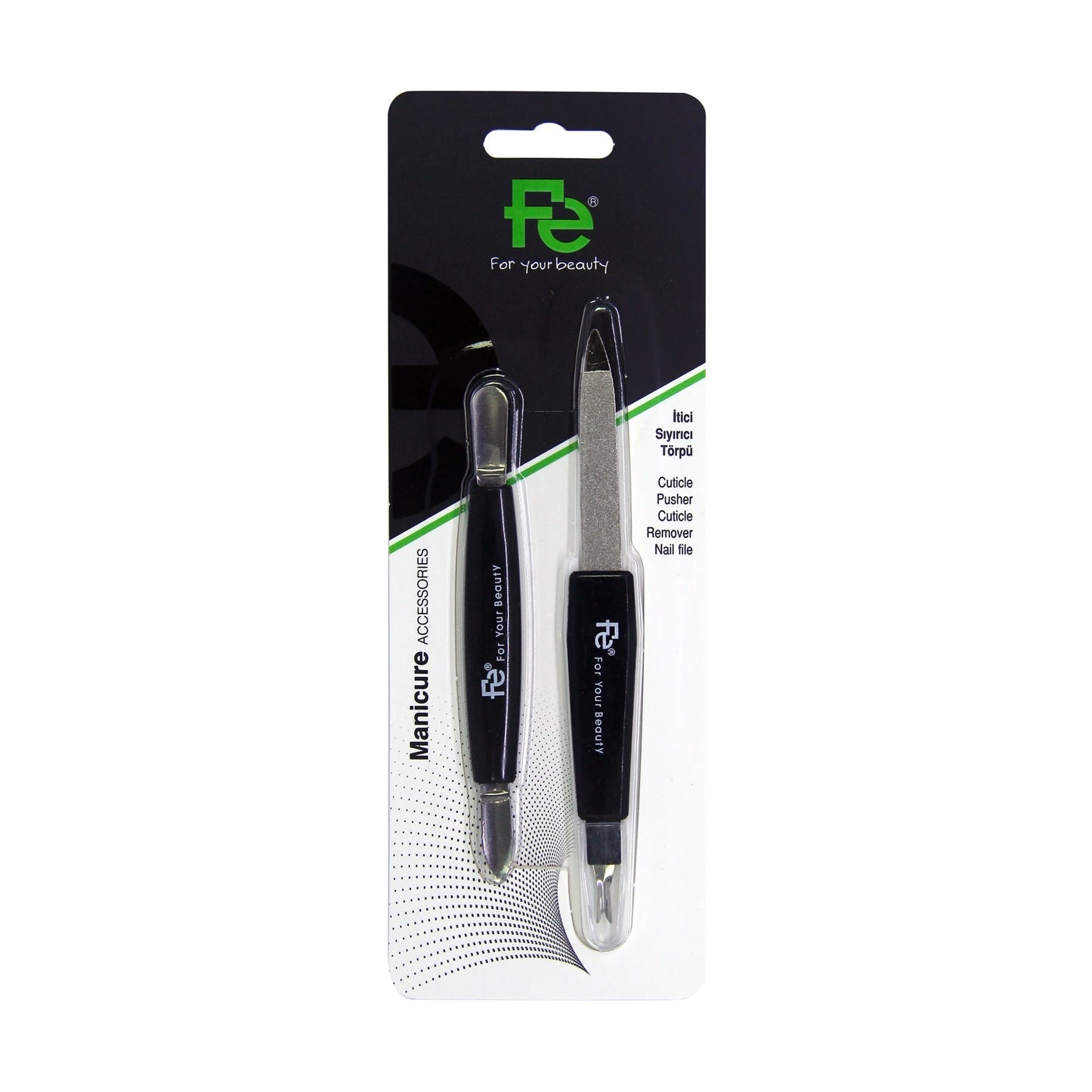 Fe Manicure Accessories set 2 nail files with cuticle remover