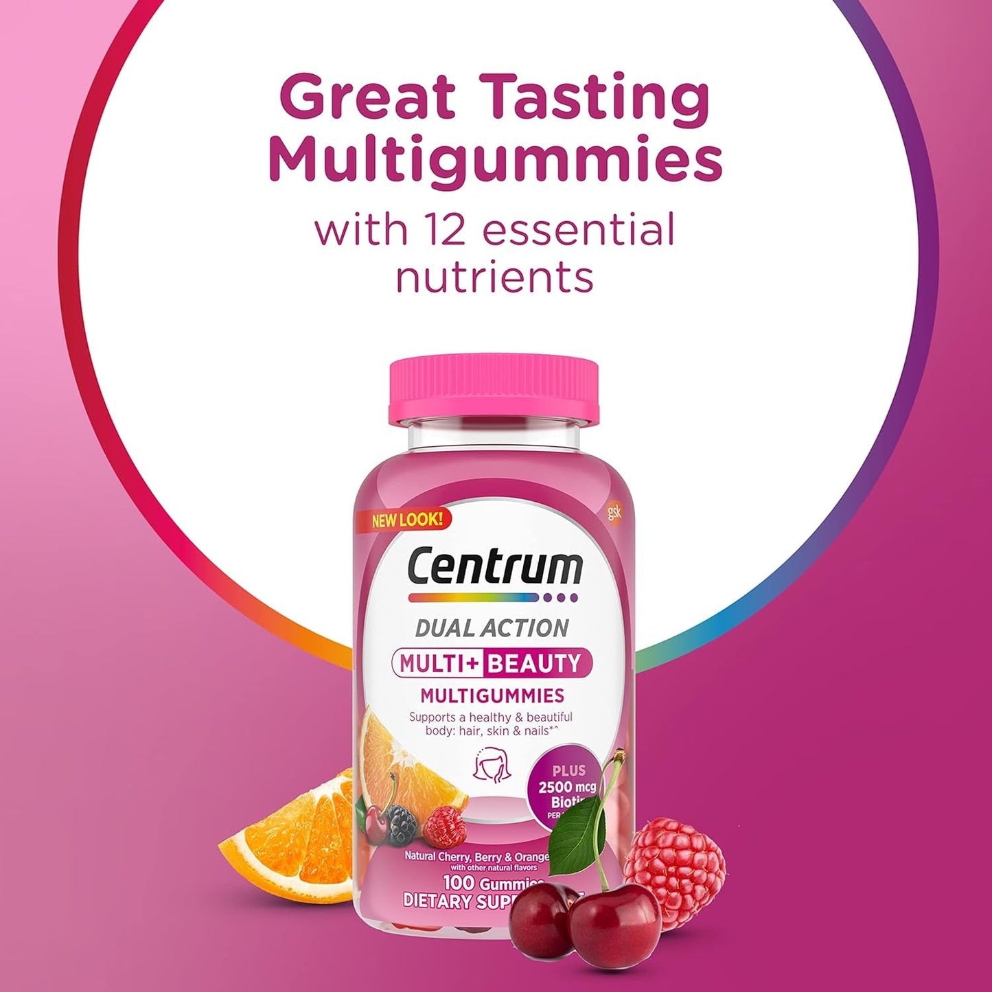 Centrum MultiGummies, Multi+Beauty Multivitamin Gummies,100 Gummies