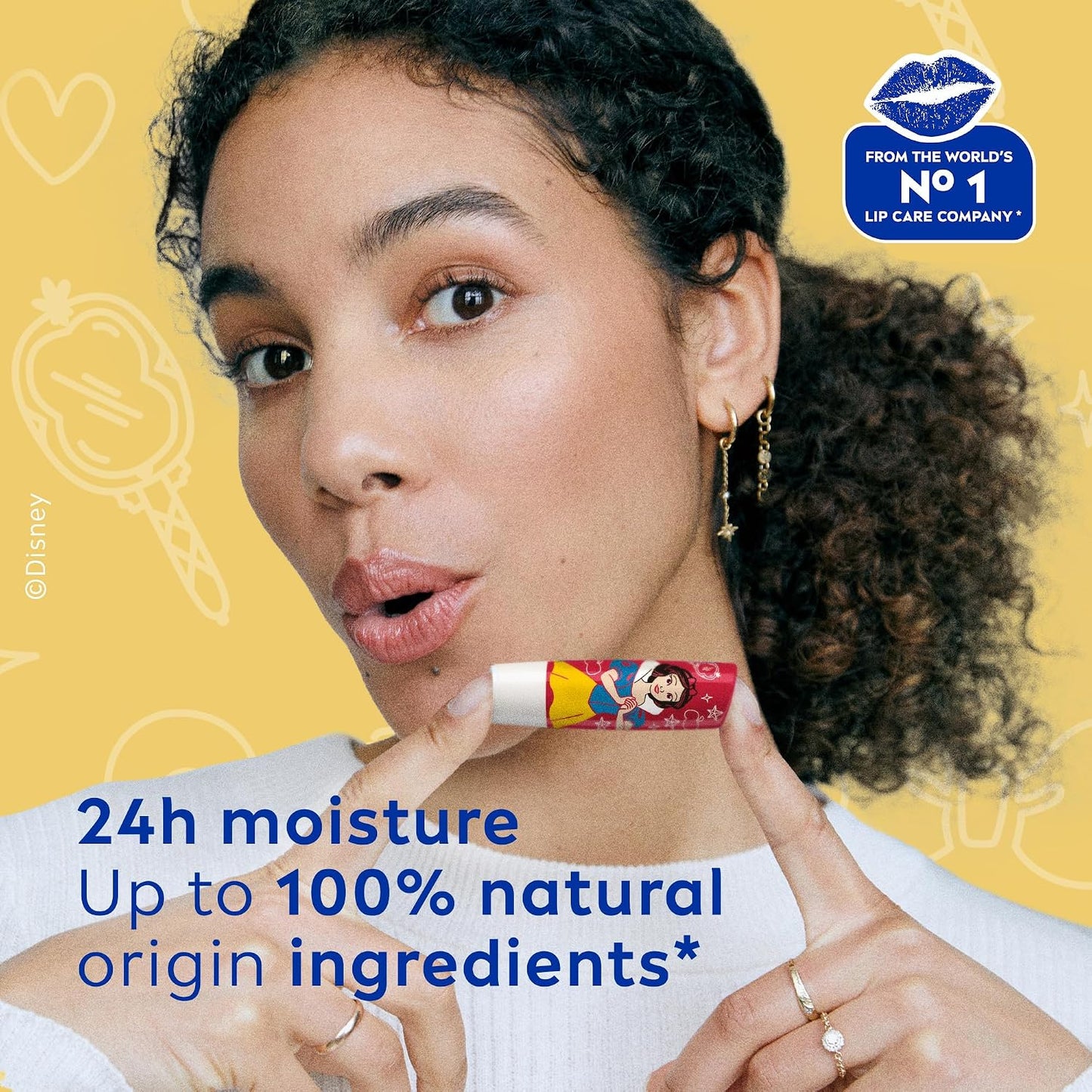Labello Disney Princess Snow White Lip Balm for Kids, Candy Apple Dream Flavor, 24H Moisture, Caring, up to 100% Natural Origin Ingredients, for 3+ Year Kids, Vegan, 4.8g