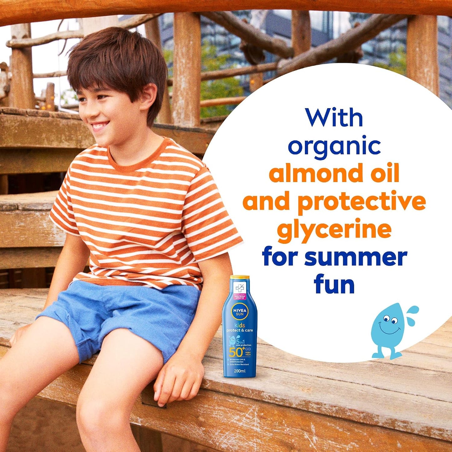 NIVEA SUN Kids Lotion, UVA & UVB Protection, Protect & Play Moisturizing, SPF 50+, 200ml