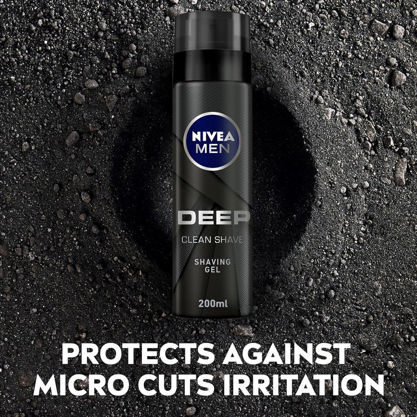 NIVEA MEN Shaving Gel, DEEP Clean Shave Antibacterial Black Carbon, 200ml