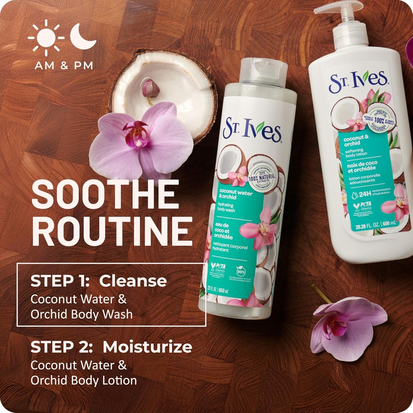 St. ives coconut water & orchid hydrating body wash 100% natural 22 oz.