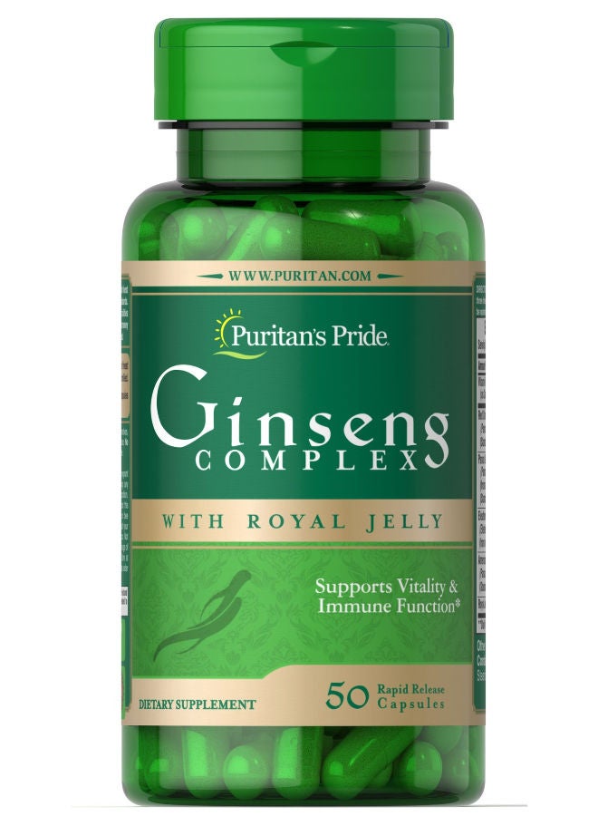 Puritan's Pride Ginseng Complex With Royal Jelly 1000 Mg 50 Capsules