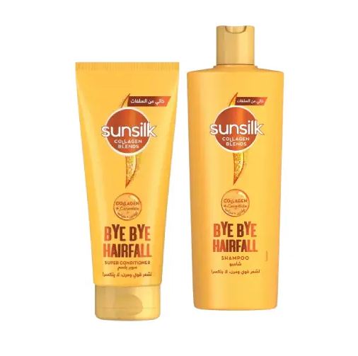 SUNSILK BYE BYE HAIRFALL COLLAGEN BLENDS SHAMPOO+SUPER COND 25%