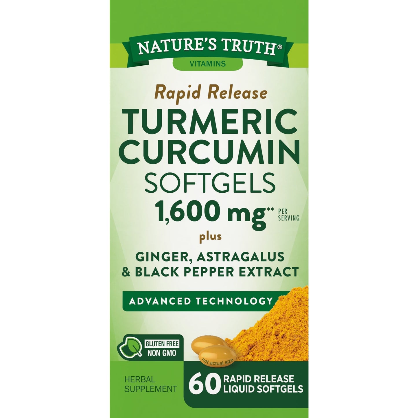 Nature's Truth Turmeric Curcumin Complex | Plus Ginger, Astragalus, & Black Pepper Extract