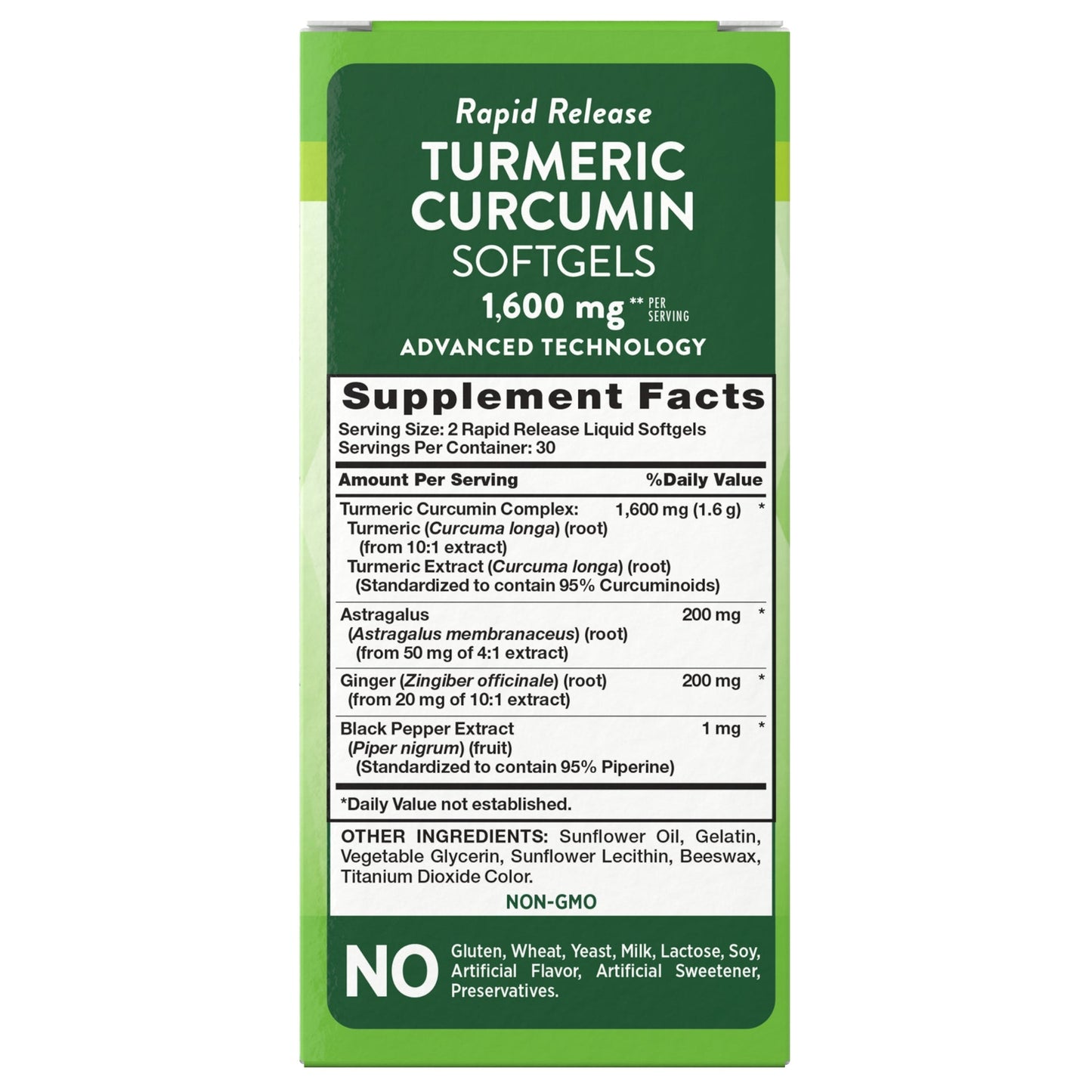 Nature's Truth Turmeric Curcumin Complex | Plus Ginger, Astragalus, & Black Pepper Extract